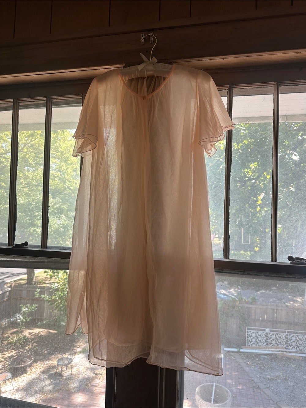 Vintage Peachy Pink Angelic Chiffon House Robe Duster